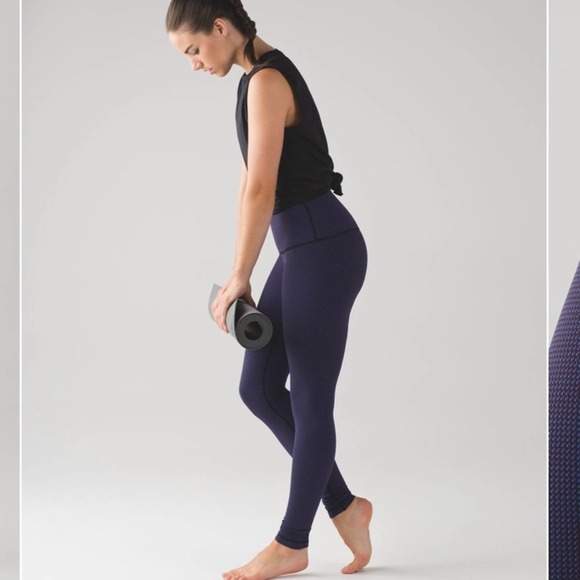 Lululemon Wunder Under Pant (Hi-Rise) Teeny Check Black Cerulean Blue - Picture 3 of 12